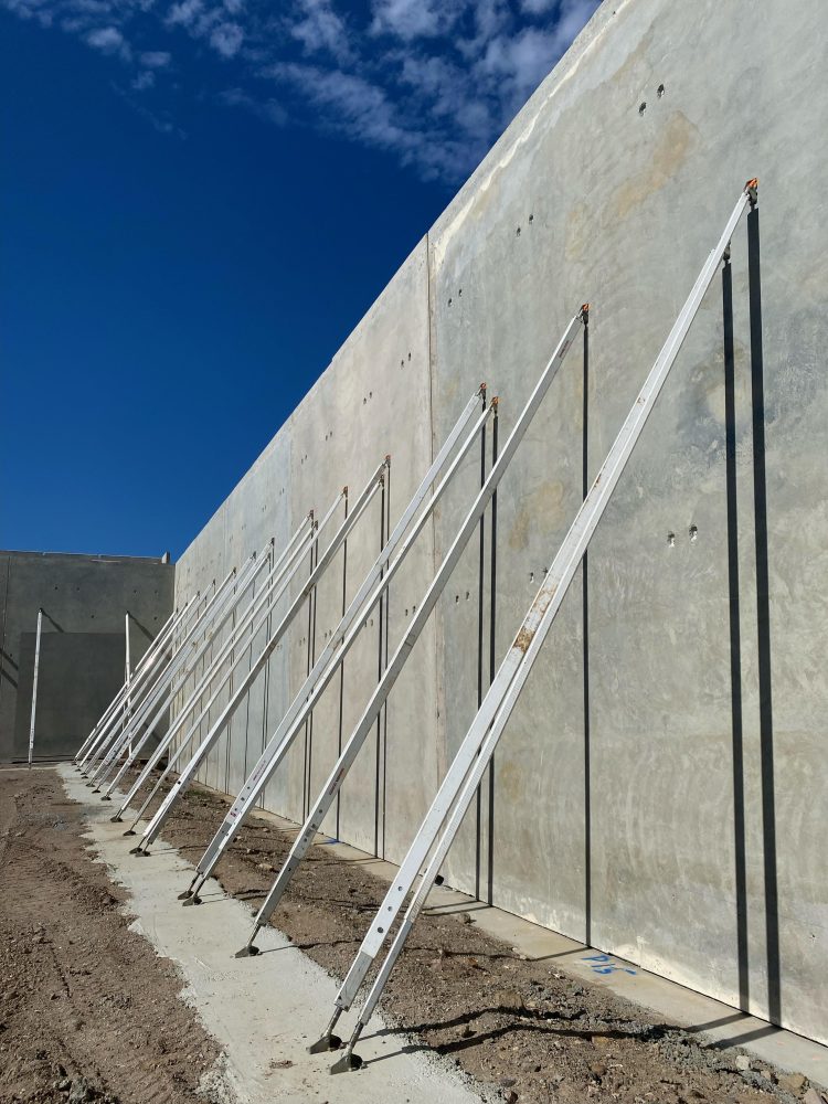 Steel Tilt Props propping a concrete wall
