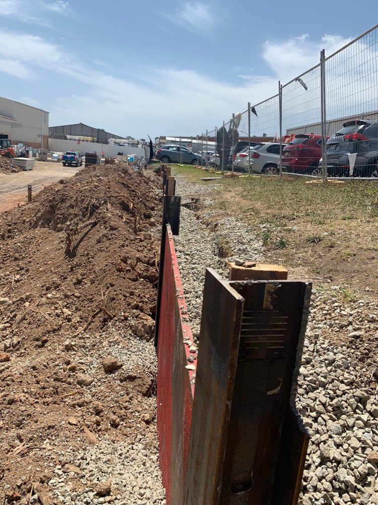 A King Post Shoring System A King Post Shoring System in the ground